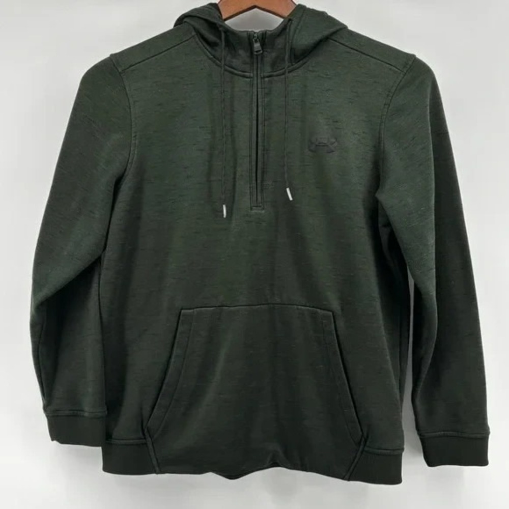 Under Armour ColdGear 1/4 Zip Hoodie Sweatshirt‎ Mens Large Fitted Green